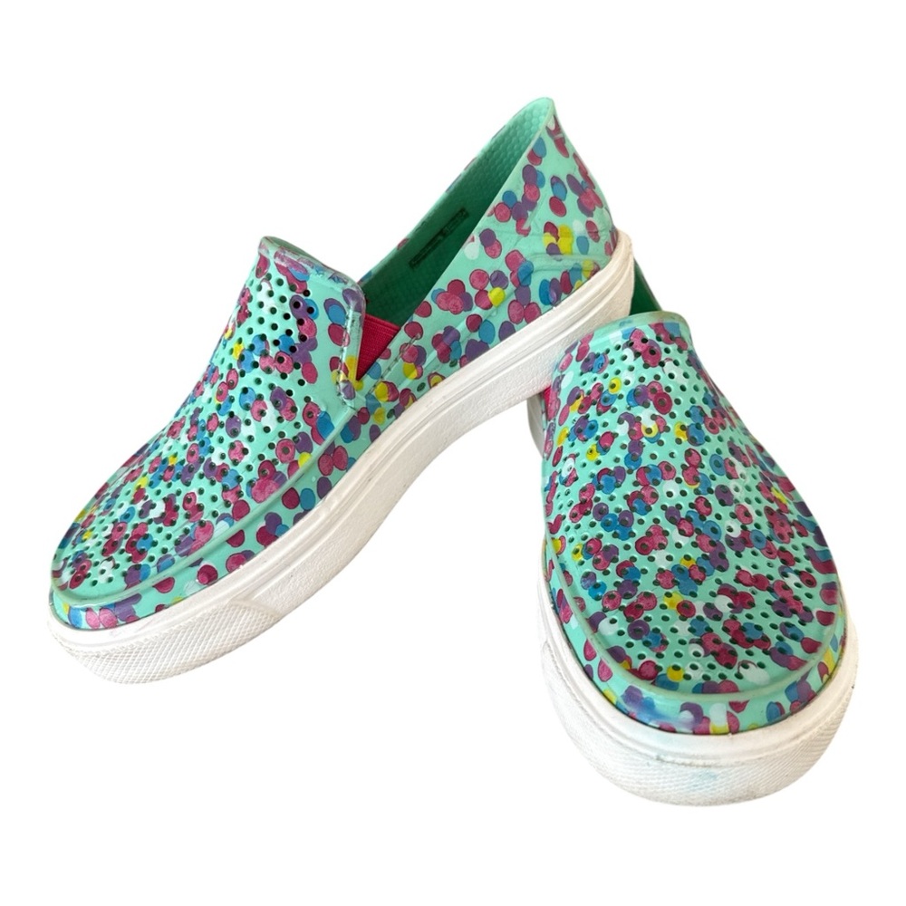 Crocs Kids Citilane Roca Slip-On Shoes Sz 7 Mint Multicolor Confetti Polka Dot